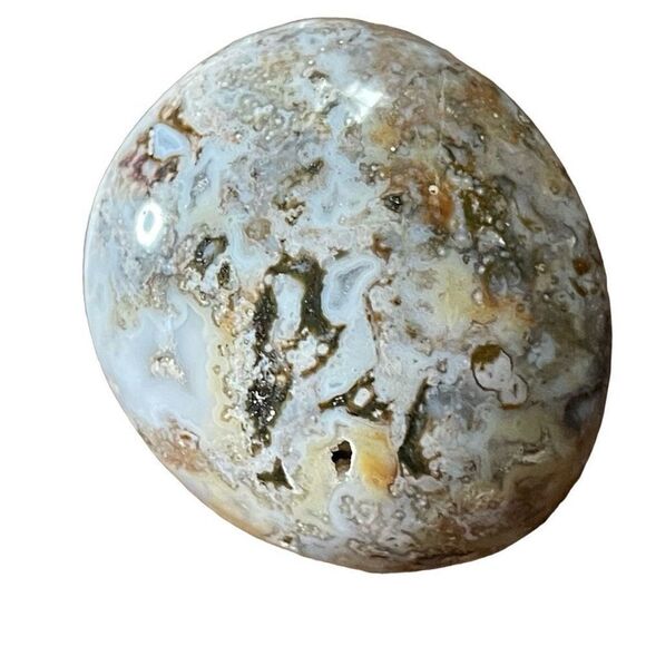 Ocean Jasper palm stone crystal white natural green brown druzy moss agate agati - Picture 1 of 9